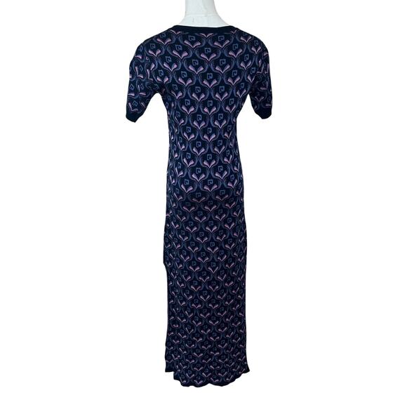 Paco Rabanne Blue Logo Knit Midi Dress MEDIUM Bodycon Career Wool Designer $940 - Picture 10 of 13